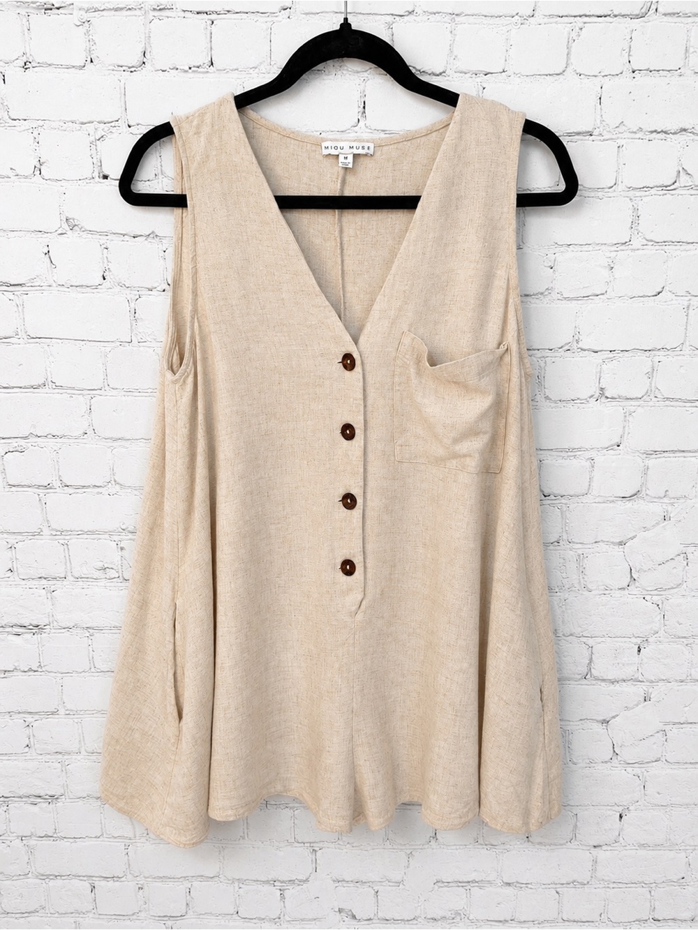 Miou Muse Button-Front Romper